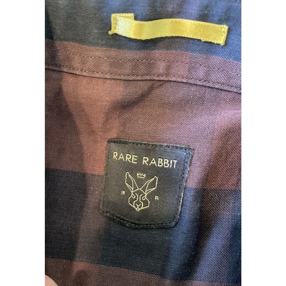 Rare Rabbit Check Button Up Shirt Size Large Men’s Brown Navy - Picture 3 of 8
